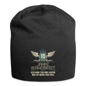 15 Jahre verheiratet kann tun 15.Hochzeitstag - Jersey-Beanie - Schwarz - Vorne