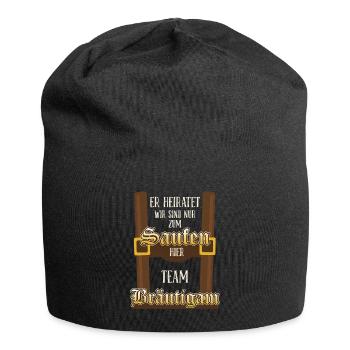 Team Brätutigam er heiratet wir saufen - Jersey-Beanie - Schwarz - Vorne