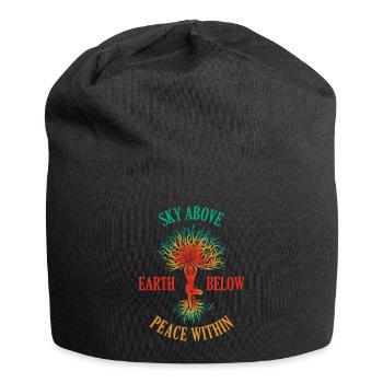 Ciel au-dessus de la terre en dessous de la paix dans le don de yoga - Bonnet en jersey - noir - Devant