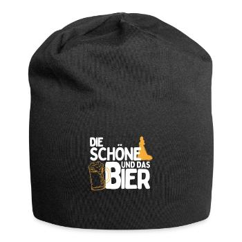 Die Schöne und das Bier Party Outfit zum Bier - Jersey-Beanie - Schwarz - Vorne