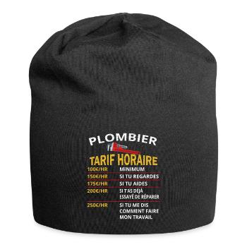 Plombier Tarif horaire cadeau pour plombier - Bonnet en jersey - noir - Devant