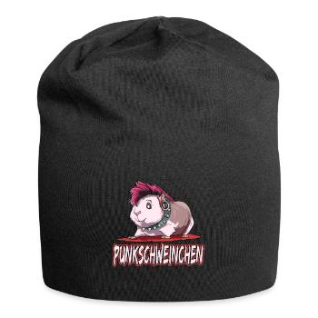 Punkschweinchen Meerschweinchen Punk - Jersey-Beanie - Schwarz - Vorne