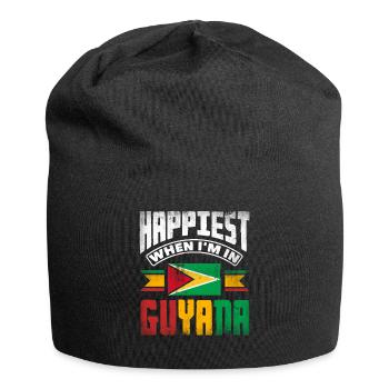 Guyana Guyana Guyana drapeau le plus heureux quand je suis dans - Bonnet en jersey - noir - Devant