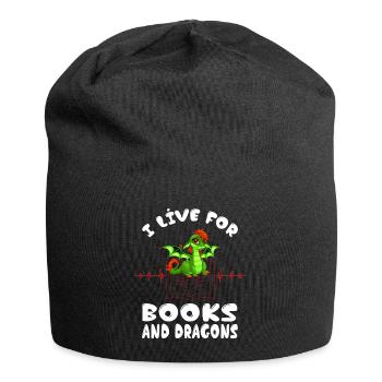 Je vis pour les livres et les dragons Heartbeat Library - Bonnet en jersey - noir - Devant