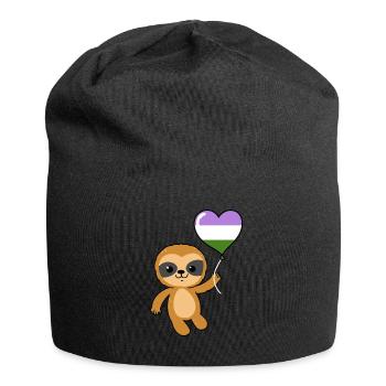 Sloth Heart Balloon Genderqueer - Bonnet en jersey - noir - Devant