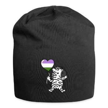 Zebra Herzballon Genderqueer Pride - Jersey-Beanie - Schwarz - Vorne