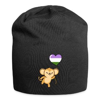 Monkey Heart Balloon Genderqueer Pride - Jersey Beanie - black - Front