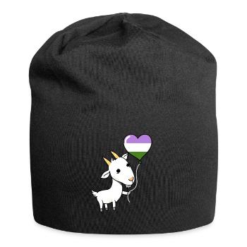 Ziege Herzballon Genderqueer Pride - Jersey-Beanie - Schwarz - Vorne