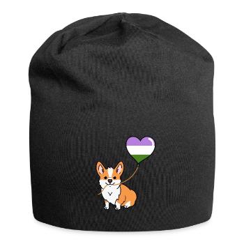Corgi avec ballon Genderqueer - Bonnet en jersey - noir - Devant