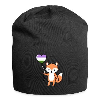 Fuchs Herzballon Genderqueer Pride - Jersey-Beanie - Schwarz - Vorne