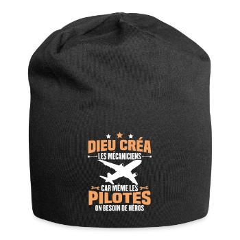 Cadeau humour mécanicien d'avion - Bonnet en jersey - noir - Devant