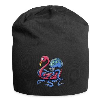 Octopus Wearing A Flamingo Hoop - Pool Party - Jersey-Beanie - Schwarz - Vorne