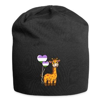 Giraffe Herzballon Genderqueer Pride - Jersey-Beanie - Schwarz - Vorne