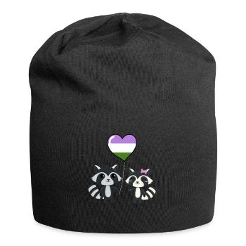Raccoon pair Genderqueer Pride - Jersey Beanie - black - Front