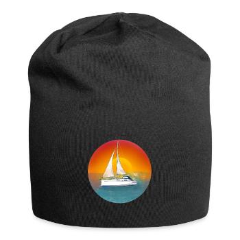Segelboot Sonnenuntergang - Jersey-Beanie - Schwarz - Vorne