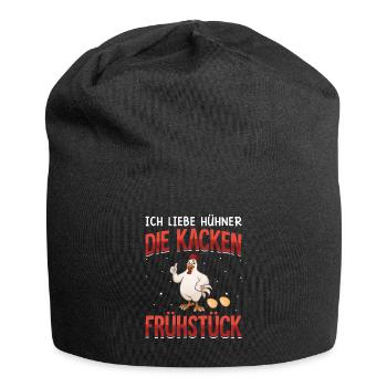 Ich liebe Hühner Huhn Lustiges Design - Jersey-Beanie - Schwarz - Vorne