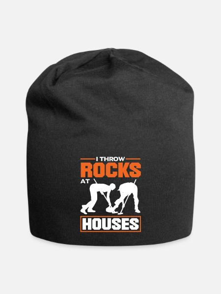 Curling Player for a Curler I Throw Rocks At - Jersey Beanie - black