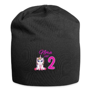 Kindergeburtstag 2 Jahre Mädchen Name Nora - Jersey-Beanie - Schwarz - Vorne