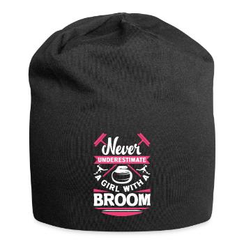 Curling Player for a Female Curler Funny - Jersey Beanie - black - Front