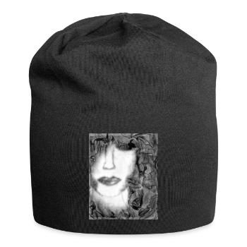 Woman with closed eyes ( black and white ) - Bonnet en jersey - noir - Devant