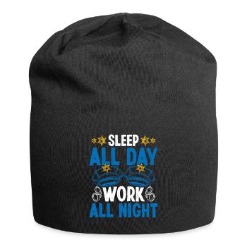 Policeman Sleep all Day Night Shift Police Officer - Jersey Beanie - black - Front