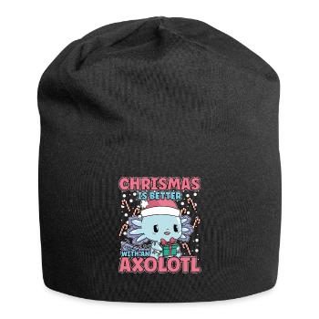 Design Axolotl d’hiver pour un amoureux de Noël - Bonnet en jersey - noir - Devant