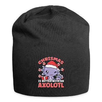 Design Axolotl d’hiver pour un amoureux de Noël - Bonnet en jersey - noir - Devant
