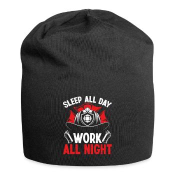 Night Shift Firefighter Sleep all Day Fire Truck - Jersey-Beanie - Schwarz - Vorne