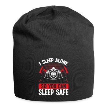 Firefighter Wife Girlfriend Night Shift Firemen - Jersey Beanie - black - Front
