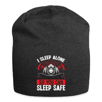Firefighter Wife Girlfriend Night Shift Firemen - Jersey Beanie - charcoal grey - Front