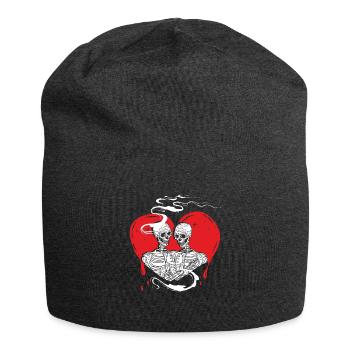 Till Death Midnight Lovers Gothic Skull Bones - Jersey Beanie - charcoal grey - Front