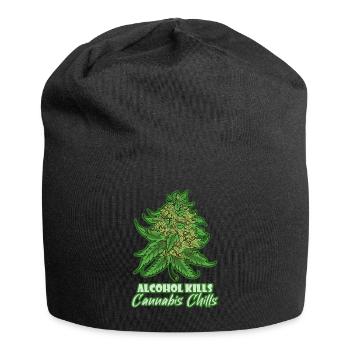 Alcohol Kills Cannabis Chills Weed Smoking Pothead - Jersey-Beanie - Schwarz - Vorne