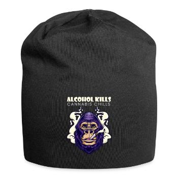 Alcohol Kills Cannabis Chills Weed Smoking Pothead - Jersey-Beanie - Schwarz - Vorne