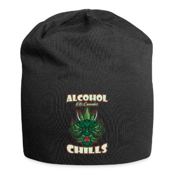 Alcohol Kills Cannabis Chills Weed Smoking Pothead - Jersey-Beanie - Schwarz - Vorne
