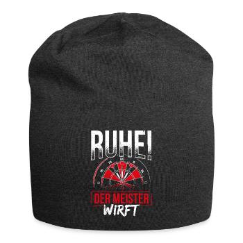 Dart Ruhe Der Meister Wirft Dartsport Spruch - Jersey-Beanie - Anthrazit - Vorne