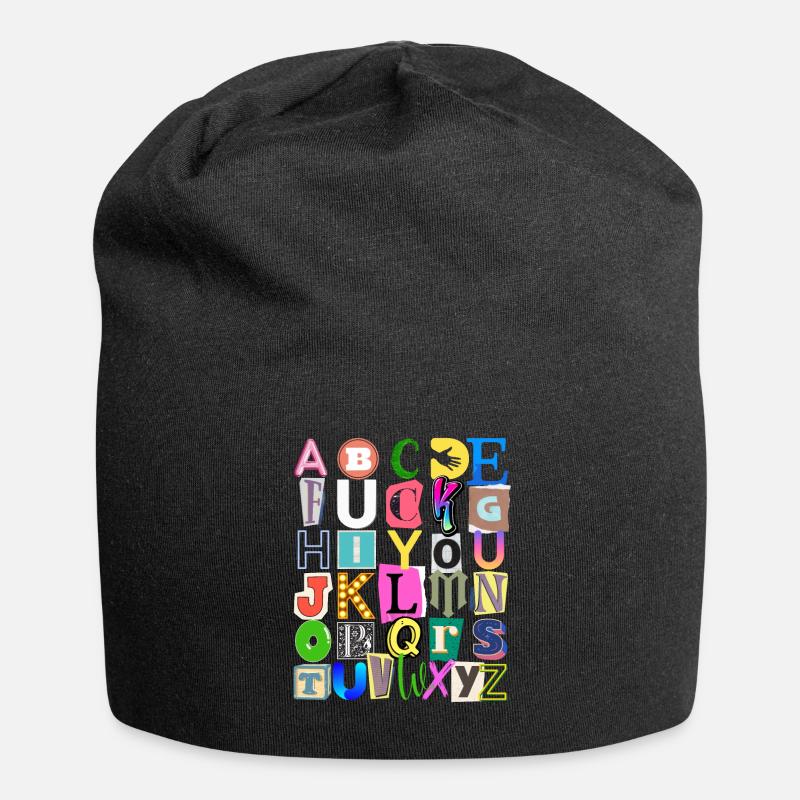 Alphabet and hidden message - Jersey Beanie - black