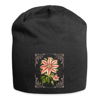 Clematis Illustration, Vintage-botanisch - Jersey-Beanie - Schwarz - Vorne