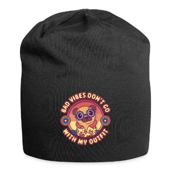 Bad Vibes Dont Go With My Outfit Hippie Gift - Jersey Beanie - black - Front