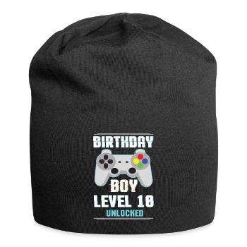 Gamer Boy Video Game Lover Age 10 Level Unlocked - Jersey-Beanie - Schwarz - Vorne