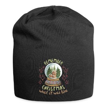 Christmas, nostalgic saying with snow globe - Jersey Beanie - black - Front