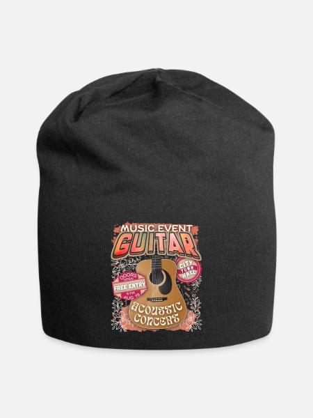 Akustische Gitarre, Gitarrenspieler Konzert Plakat - Jersey-Beanie - Schwarz