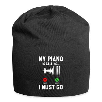 My Piano Is Calling And I Must Go Pianist - Jersey-Beanie - Schwarz - Vorne