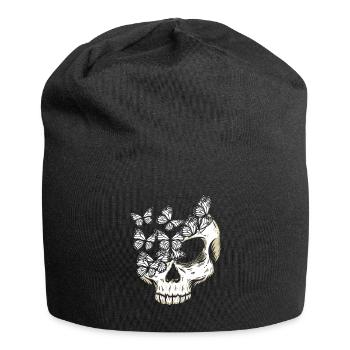 Gothic Schmetterling Totenkopf Knochen Skelett - Jersey-Beanie - Schwarz - Vorne