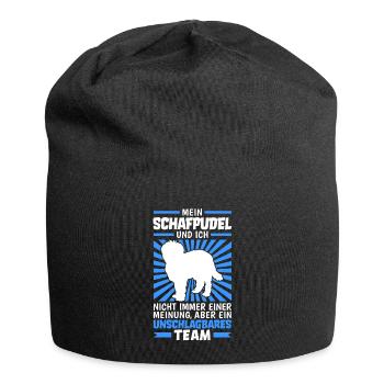 Schafpudel und Ich zotthaariger Hütepudel - Jersey-Beanie - Schwarz - Vorne