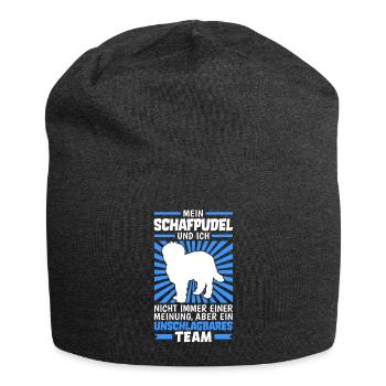 Schafpudel und Ich zotthaariger Hütepudel - Jersey-Beanie - Anthrazit - Vorne