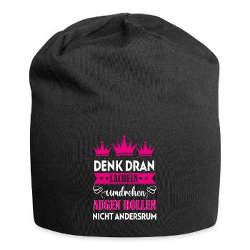 Frauen Lächeln Umdrehen Augenrollen Meme lustig - Jersey-Beanie - Schwarz - Vorne