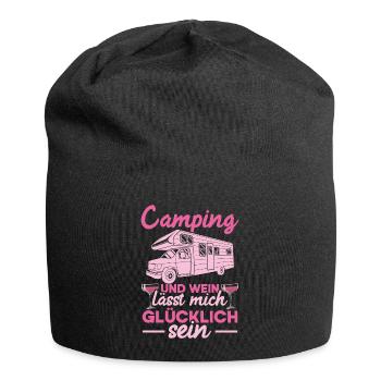 Camping Und Wein Lässt Mich Glücklich Sein Frauen - Jersey-Beanie - Schwarz - Vorne