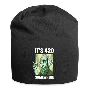 It's 420 Somewhere Cannabis Weed Smoking THC Ganja - Jersey-Beanie - Schwarz - Vorne