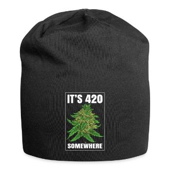 It's 420 Somewhere Cannabis Weed Smoking THC Ganja - Jersey-Beanie - Schwarz - Vorne