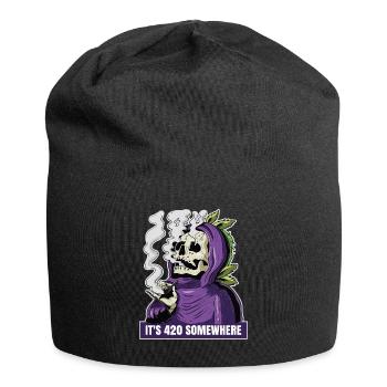 It's 420 Somewhere Cannabis Weed Smoking THC Ganja - Jersey-Beanie - Schwarz - Vorne